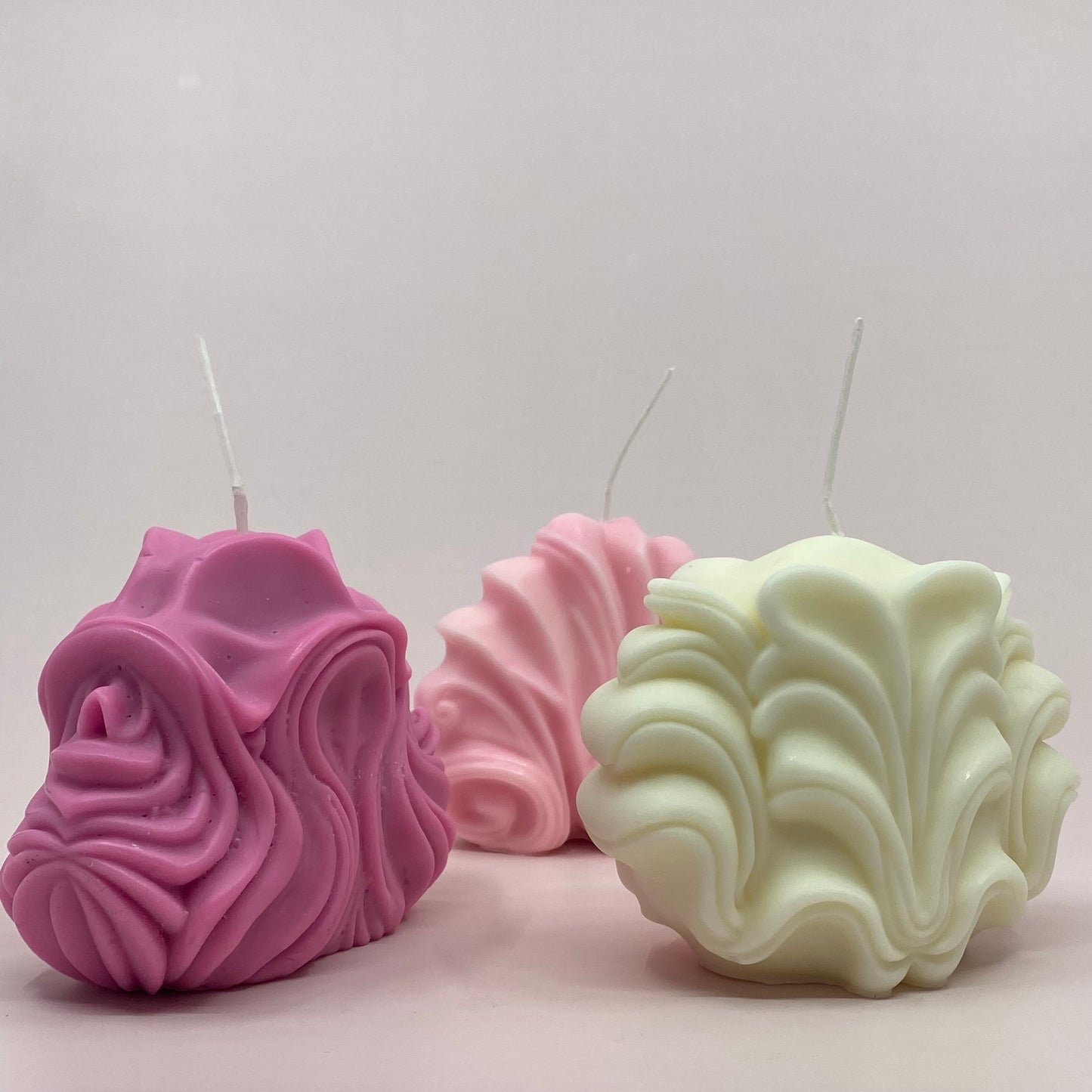 Floral Shell Soy Wax Candle Set - 3Pcs