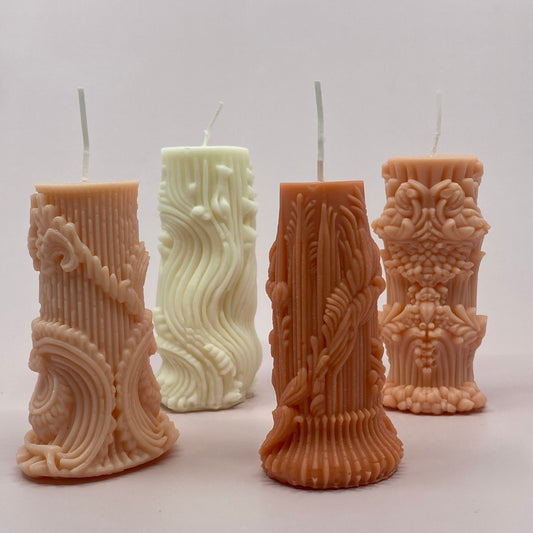 Column Soy Wax Candle Set - 4Pcs