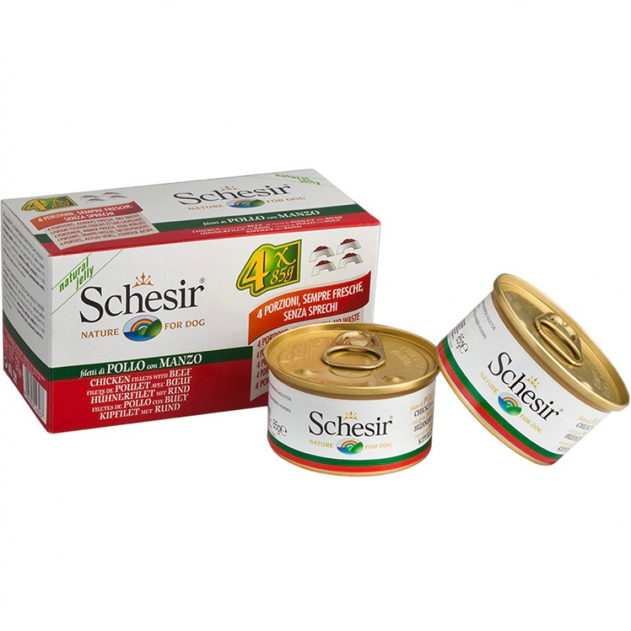 4 x Schesir Dog Chicken Beef 85g