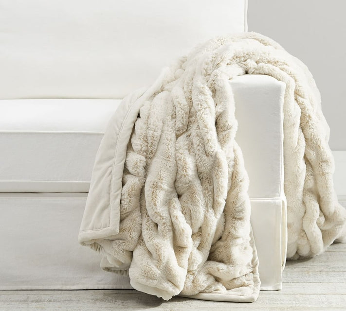 Faux Fur Ruched Throws