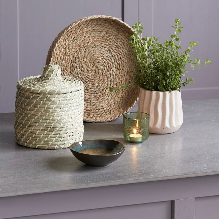 Taupe Waved Plant Pot