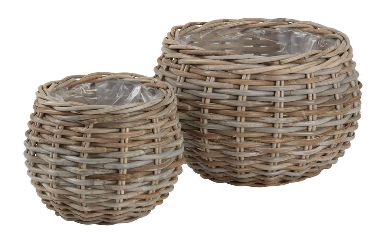 Round Rattan Planters 2 pcs