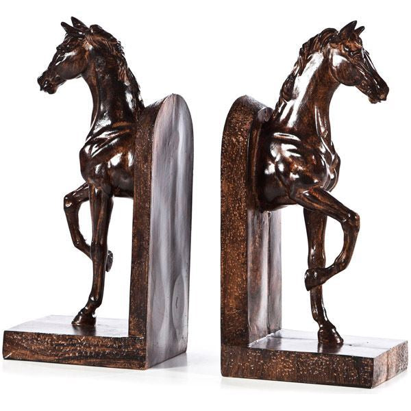 Wood Horse Bookends