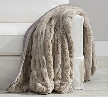 Faux Fur Ruched Throws