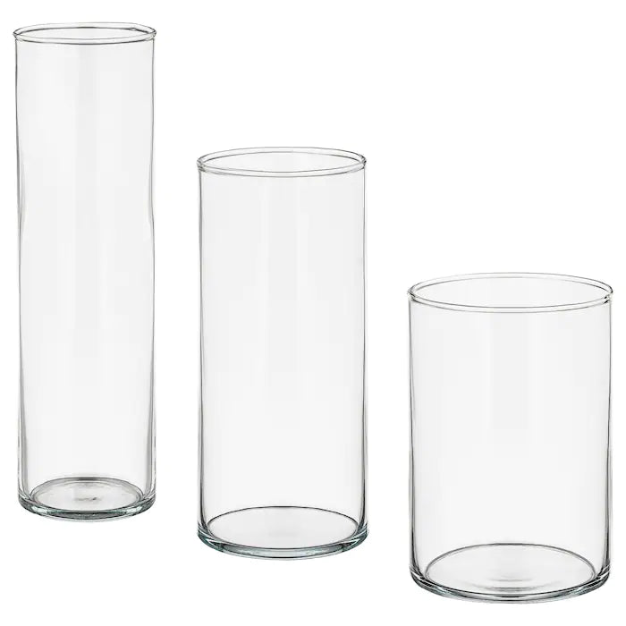 Clear Standard Vases Set of 3