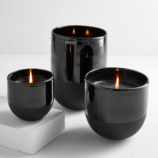 Two-Toned Black Glass Candles- Cedarwood Moss (Lavandin & fresh cedarwood)