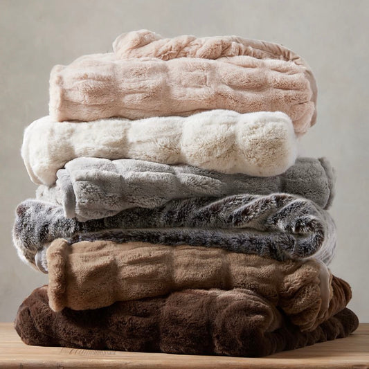 Faux Fur Ruched Throws