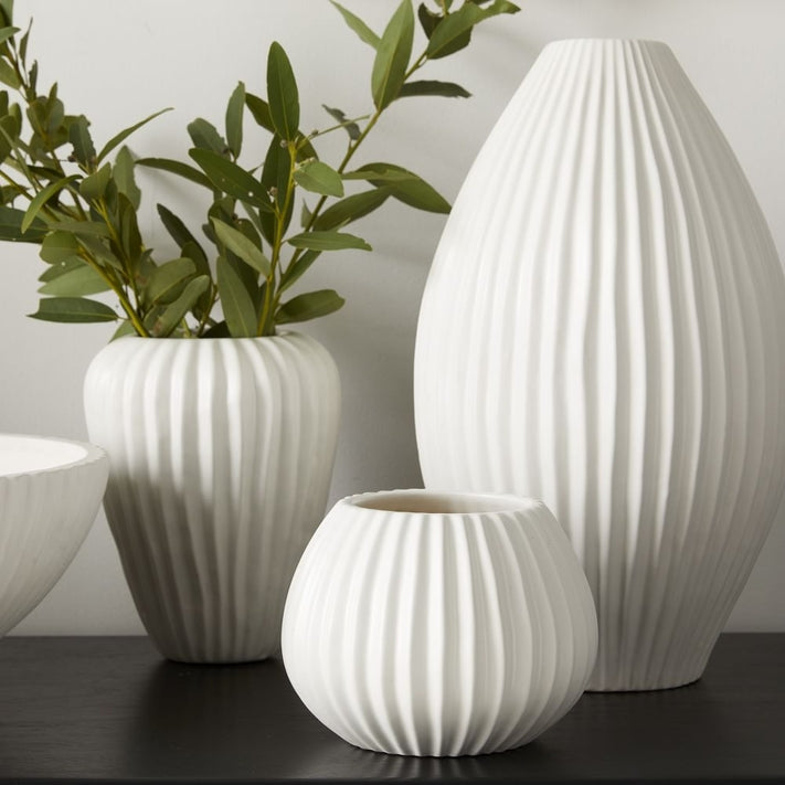 Sanibel Textured Ceramic Vases - White