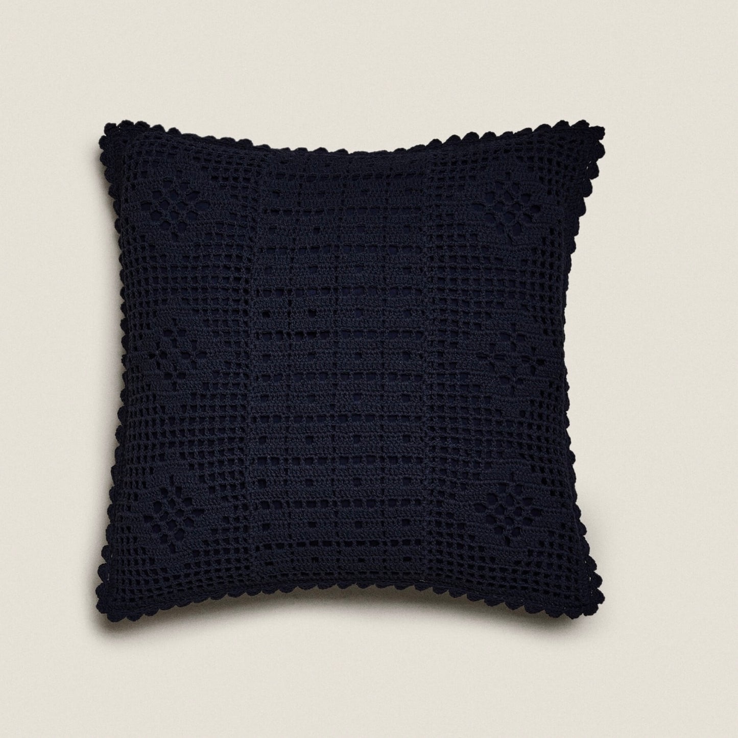 Crochet Navy Cushion