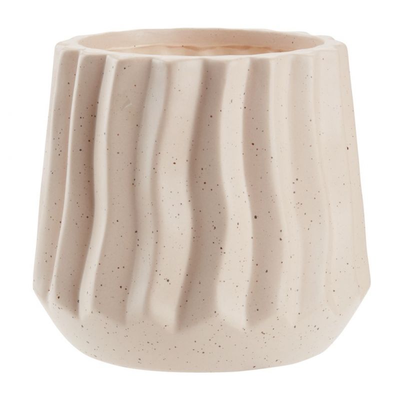 Taupe Waved Plant Pot