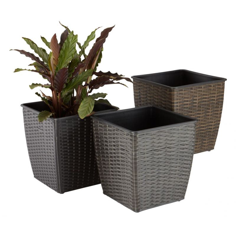 Black Brown Square Planter