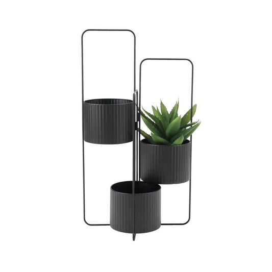 3 Black Steel Pots Planter