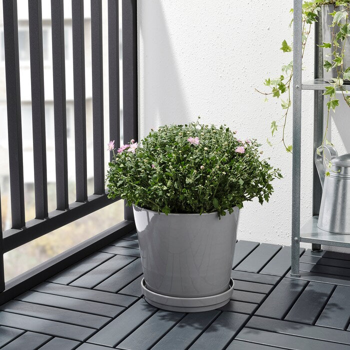 Grey Glazed Plant Pot