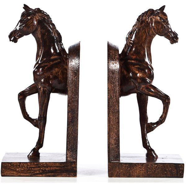 Wood Horse Bookends