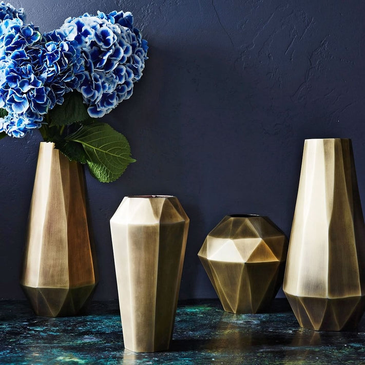 Faceted Metal Vases