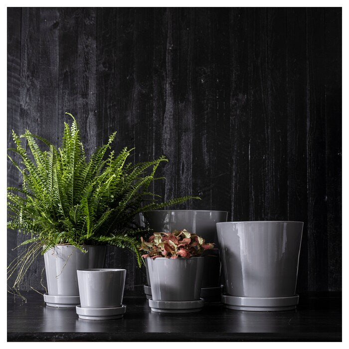 Grey Glazed Plant Pot