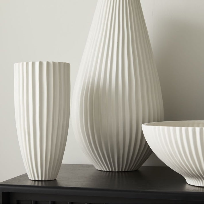 Sanibel Textured Ceramic Vases - White